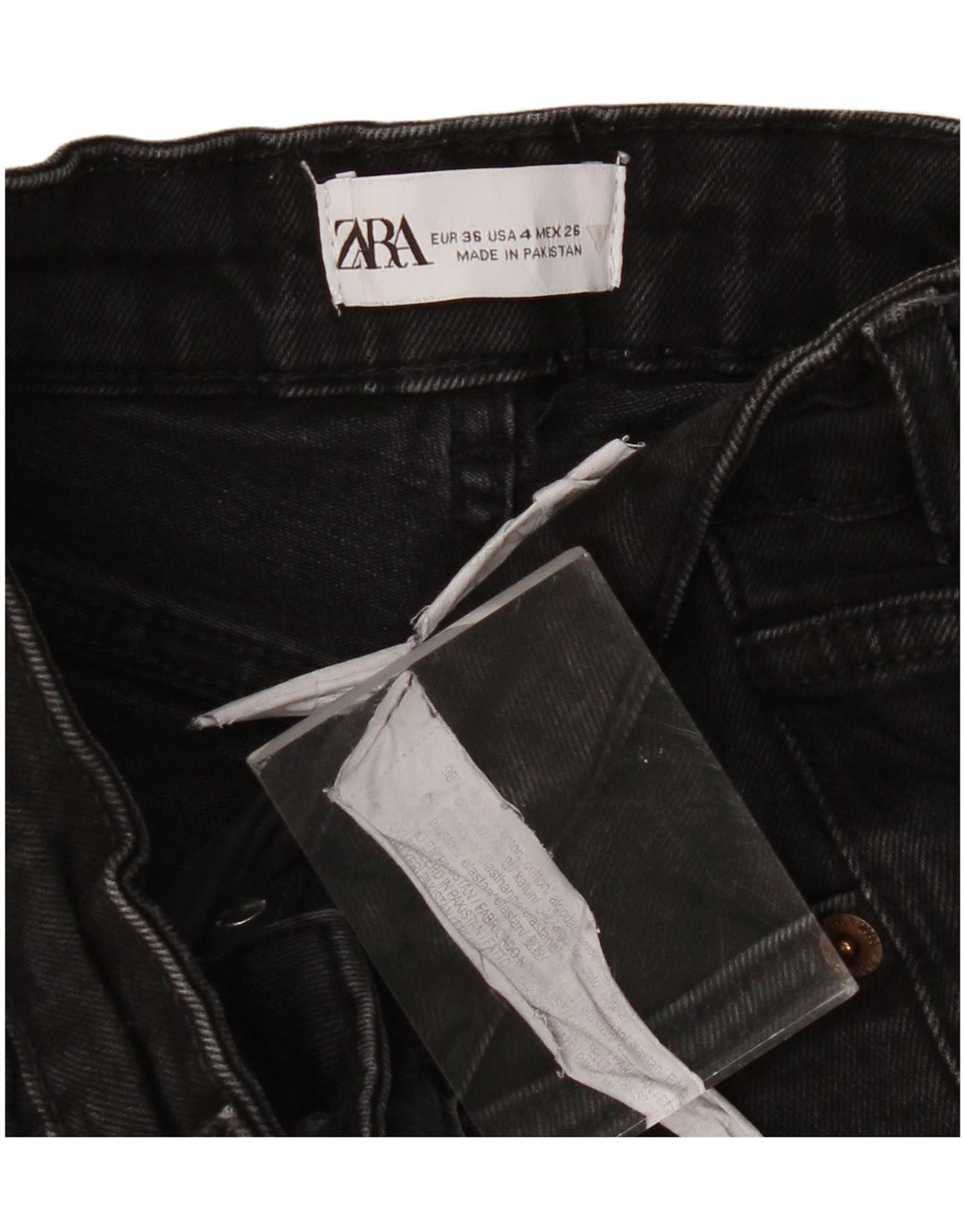 ZARA Γυναικείο Cropped Jeans EU 36 XS W26 L23 Μαύρο βαμβακερό