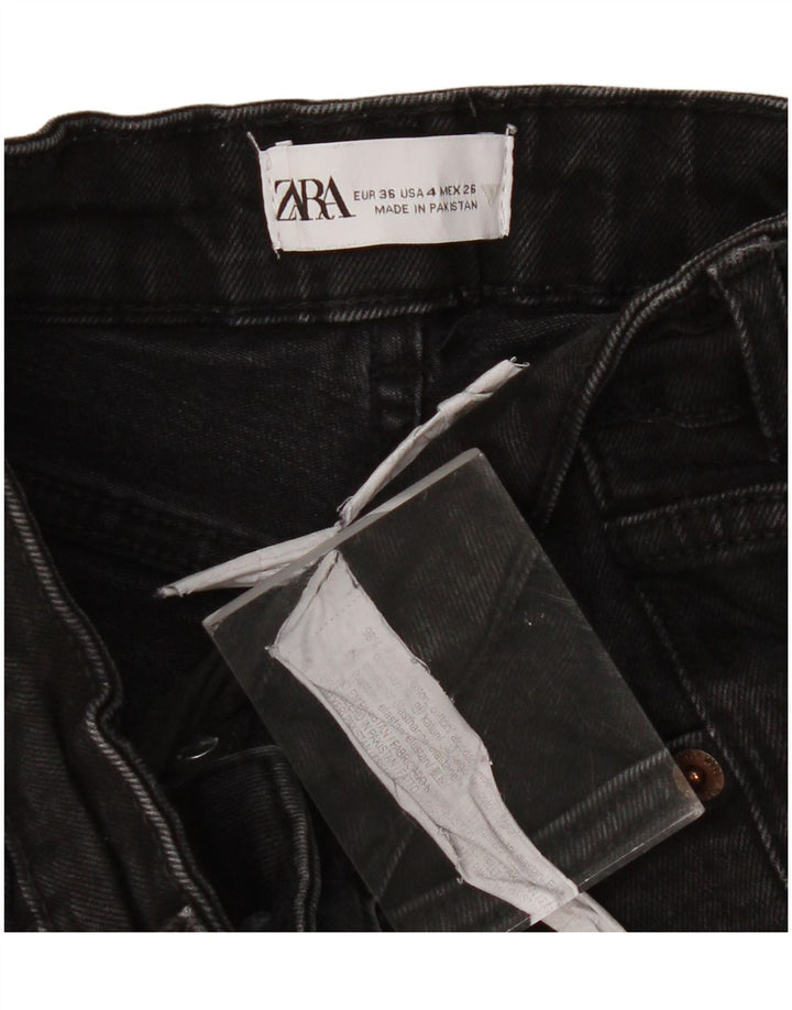 ZARA Γυναικείο Cropped Jeans EU 36 XS W26 L23 Μαύρο βαμβακερό