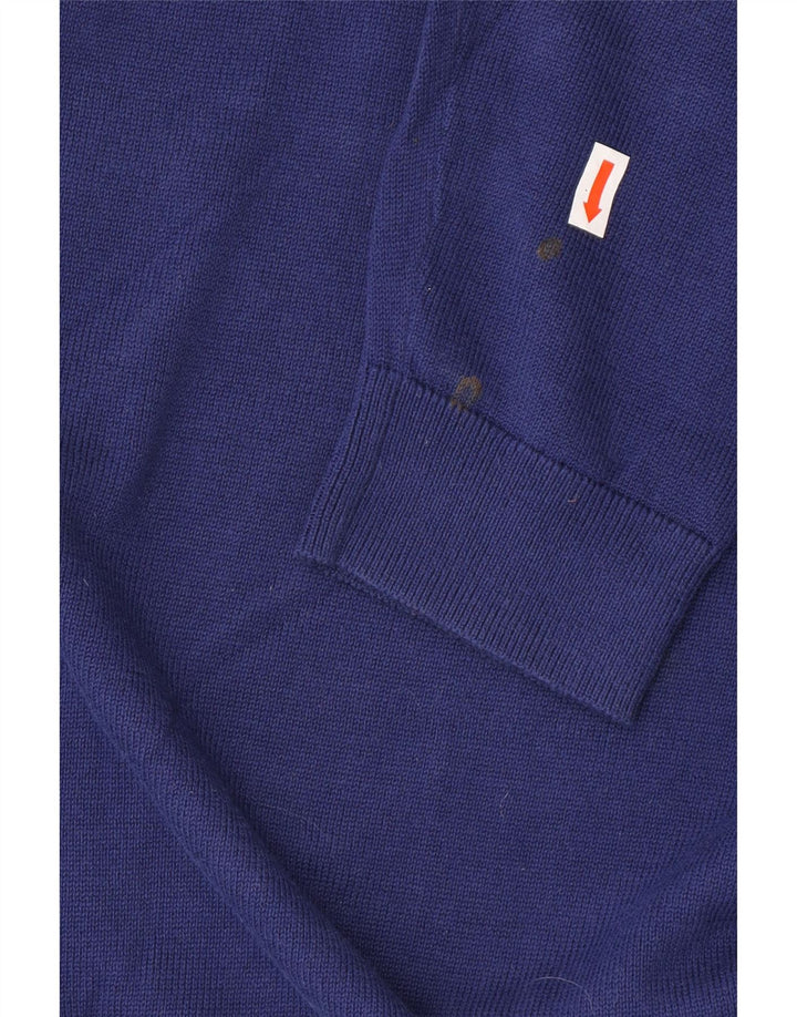 Ανδρικό πουλόβερ REISS με V λαιμόκοψη, μεγάλο μπλε βαμβακερό