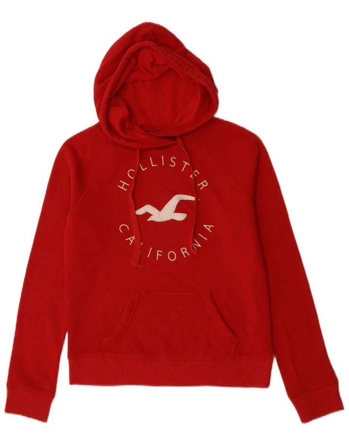 HOLLISTER Γυναικείο Γραφικό Hoodie Jumper UK 6 XS Red Cotton