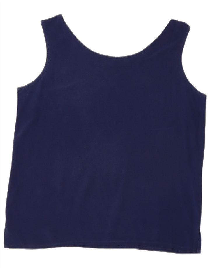 Vintage γυναικεία αμάνικη μπλούζα τοπ UK 14 Medium Navy Blue