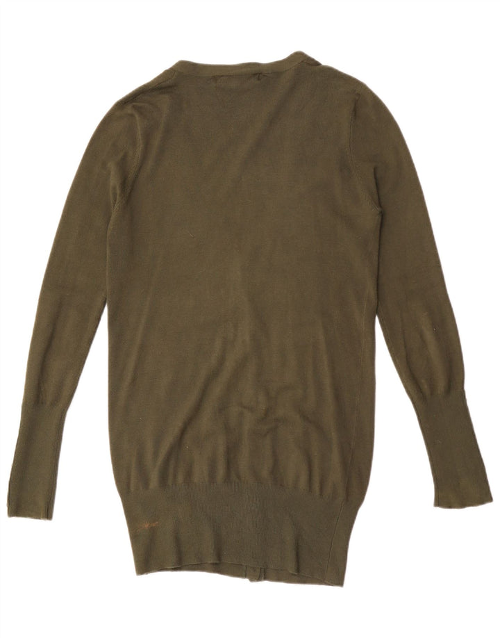Zara Γυναικεία Ζακέτα Longline UK 12 Medium Khaki Rayon