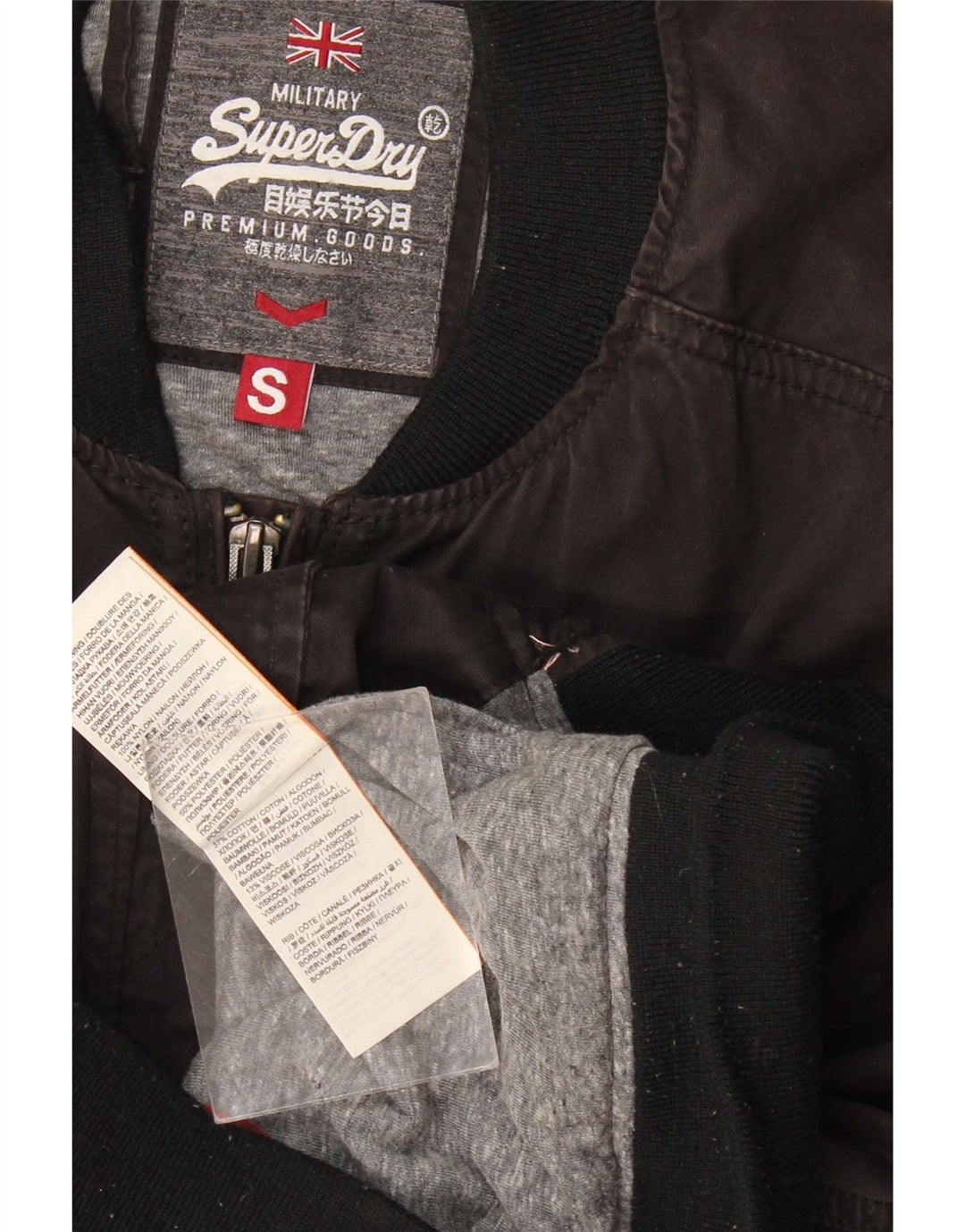 Ανδρικό μπουφάν Superdry UK 36 Small Black Cotton