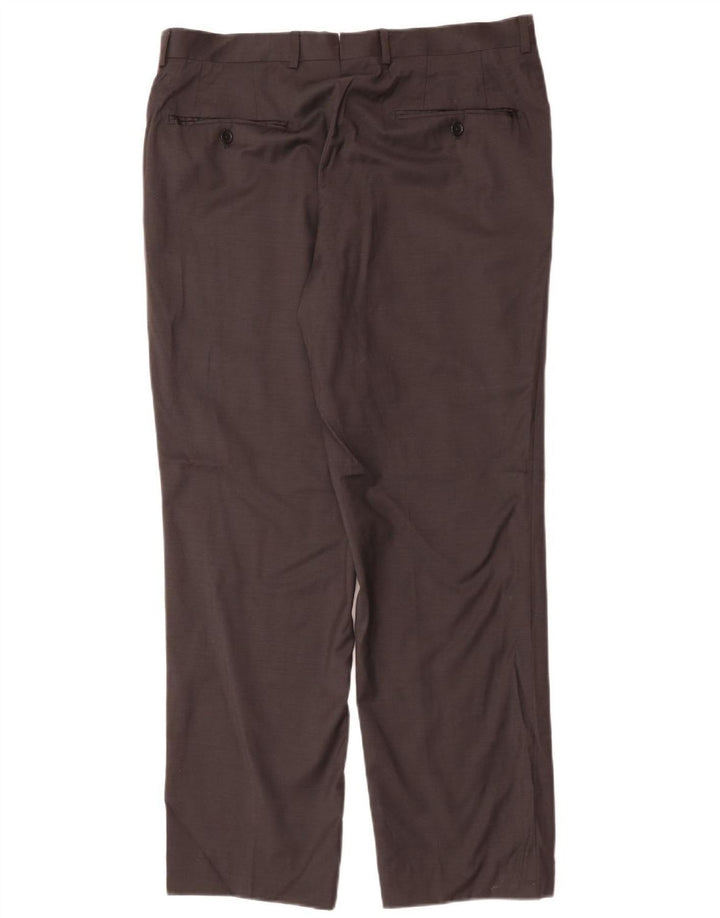 MASSIMO DUTTI Ανδρικό ίσιο παντελόνι EU 42 Large W32 L32 Μαύρο μάλλινο