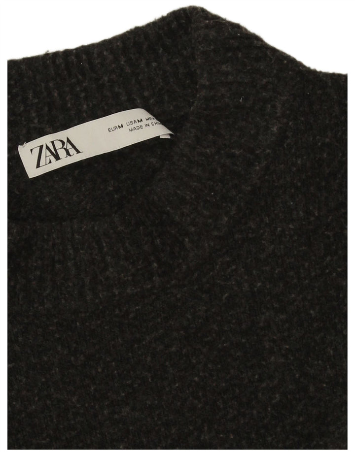 Zara Γυναικείο πουλόβερ με λαιμόκοψη UK 14 Medium Grey