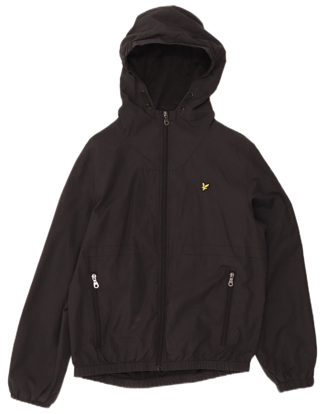 LYLE & SCOTT Boys Hooded Bomber Jacket 14-15 Years Black Cotton