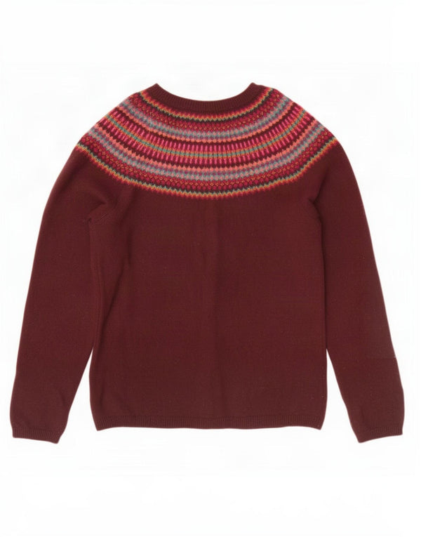 Seasalt Cornwall Γυναικεία ζακέτα πουλόβερ UK 12 Medium Burgundy Fair Isle
