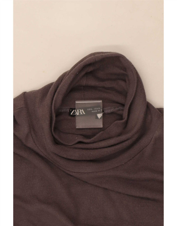 Zara Γυναικείο Crop Top Μακρυμάνικο UK 14 Large Grey