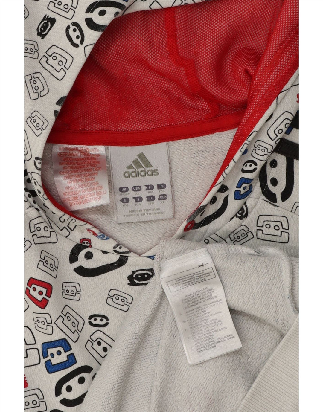 Adidas Boys Abstract Pattern Hoodie Jumper 15-16 ετών Λευκό γεωμετρικό