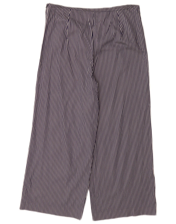 ZARA Womens Wide Leg Capri Trousers Small W26 L23 Navy Blue Pinstripe