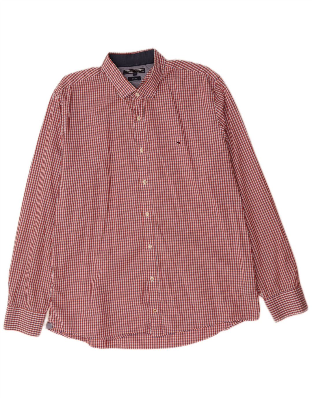 TOMMY HILFIGER Ανδρικό πουκάμισο Slim Fit 2XL Red Gingham Cotton