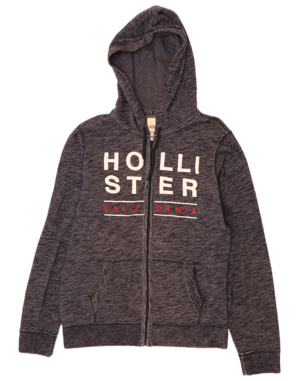 Ανδρικό πουλόβερ με κουκούλα με φερμουάρ Hollister μεσαίο μπλε βαμβακερό