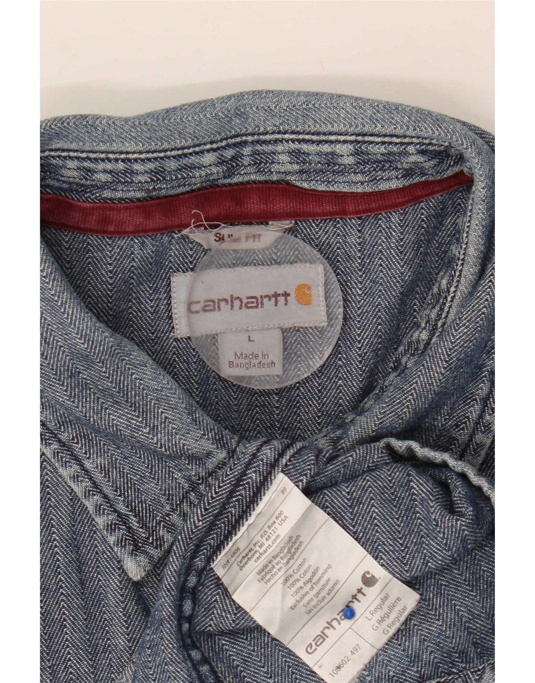 Ανδρικό πουκάμισο Carhartt Slim Fit μεγάλο μπλε βαμβακερό ψαροκόκκαλο