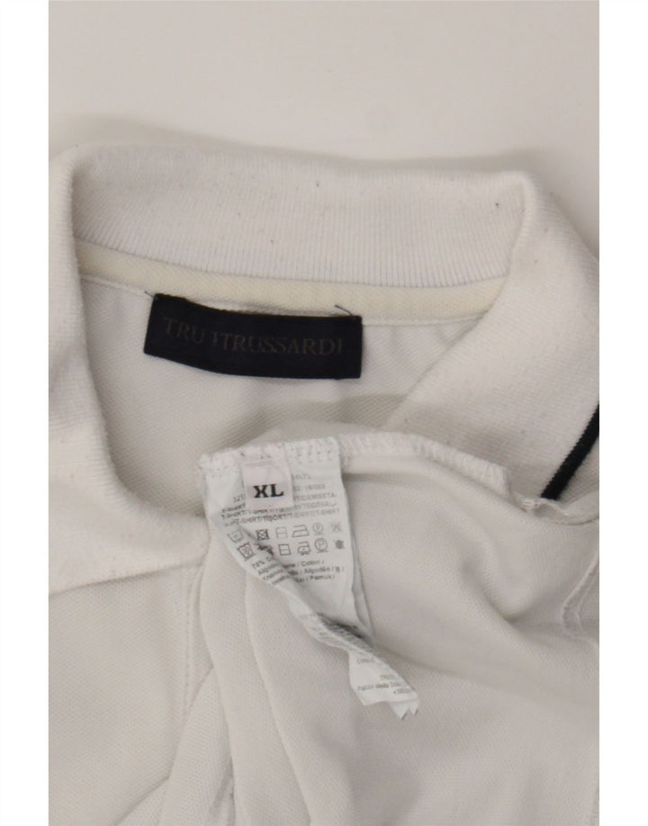 TRUSSARDI Mens Polo Shirt XL White Cotton Vintage Trussardi and Second-Hand Trussardi from Messina Hembry 