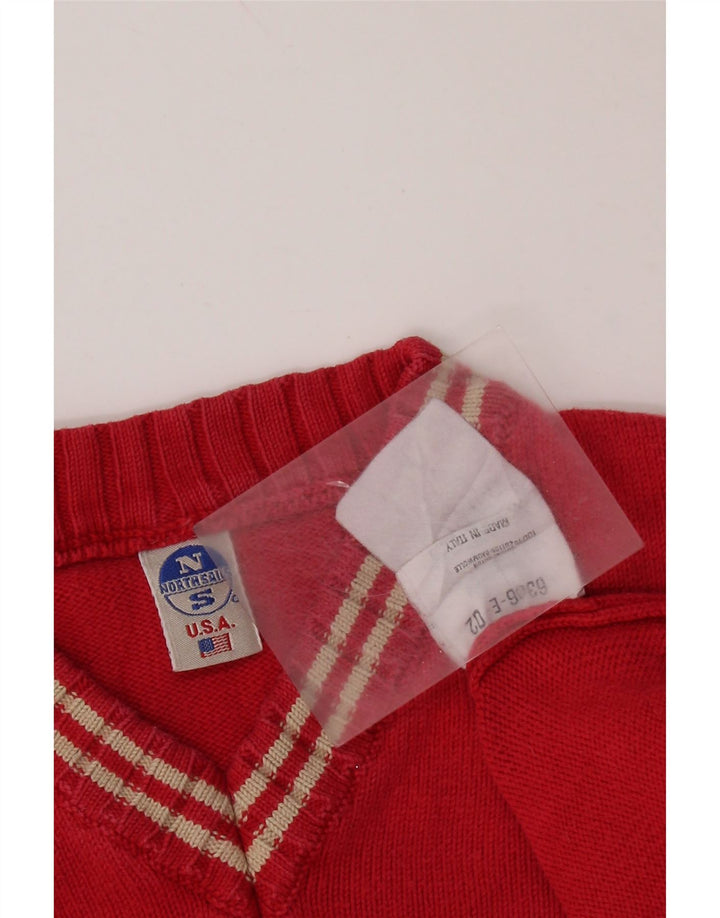 NORTH SAILS Γυναικείο πουλόβερ με λαιμόκοψη σε μεγάλο μέγεθος UK 10 μικρό κόκκινο βαμβακερό