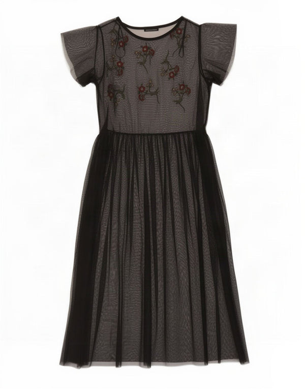Zara Γυναικείο Maxi Φόρεμα UK 14 Medium Black Floral