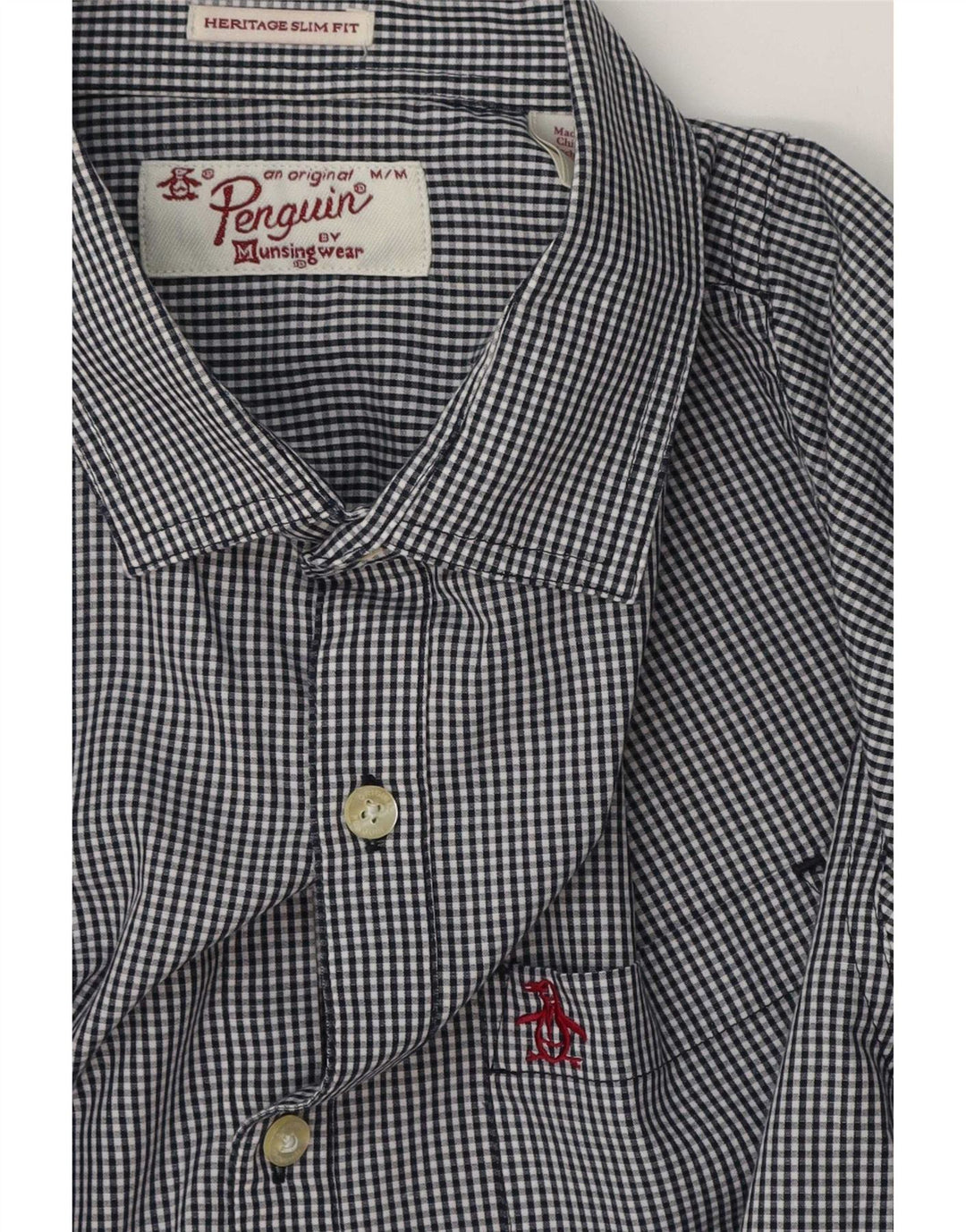 Ανδρικό πουκάμισο Penguin Heritage Slim Fit Medium Navy Blue Gingham Cotton