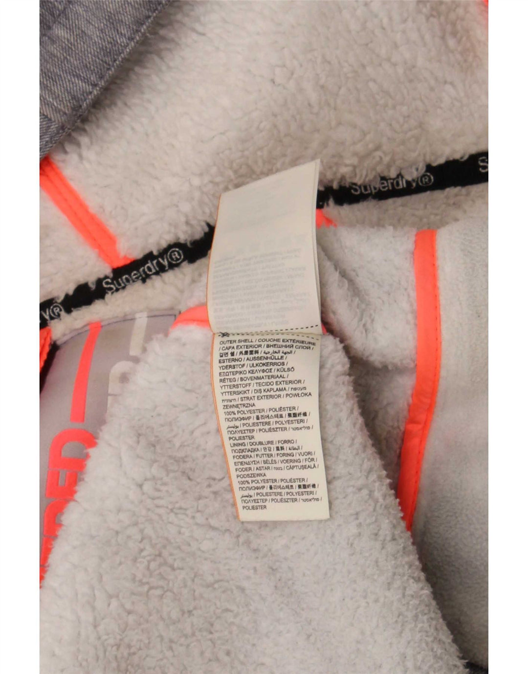 Superdry γυναικείο μπουφάν με κουκούλα αντιανεμικό UK 16 μεγάλο γκρι πολυεστέρα