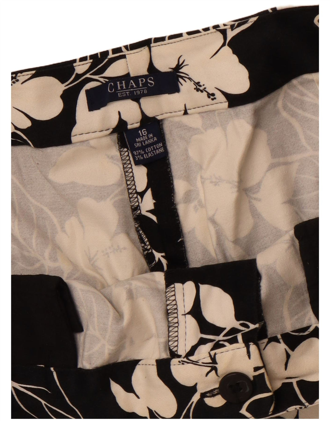 CHAPS Γυναικείο ίσιο παντελόνι Capri US 16 2XL W38 L20 μαύρο φλοράλ βαμβακερό