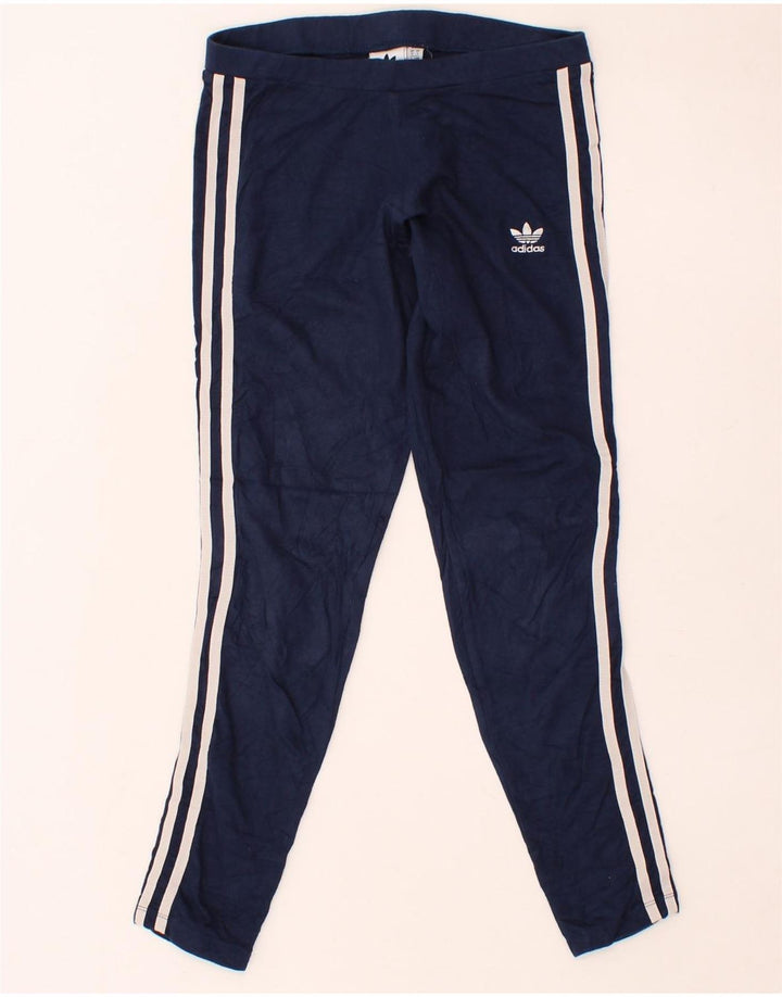 ADIDAS Womens Leggings UK 10 Small  Navy Blue Cotton Vintage Adidas and Second-Hand Adidas from Messina Hembry 