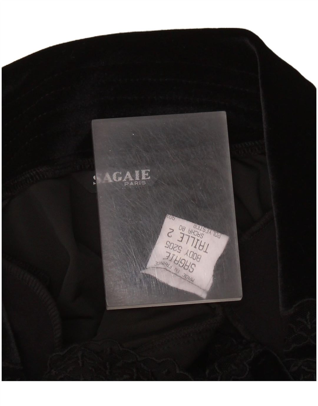 SAGAIE γυναικείο μακρυμάνικο βελούδινο κορμάκι UK 12 μεσαίο μαύρο πολυεστέρα