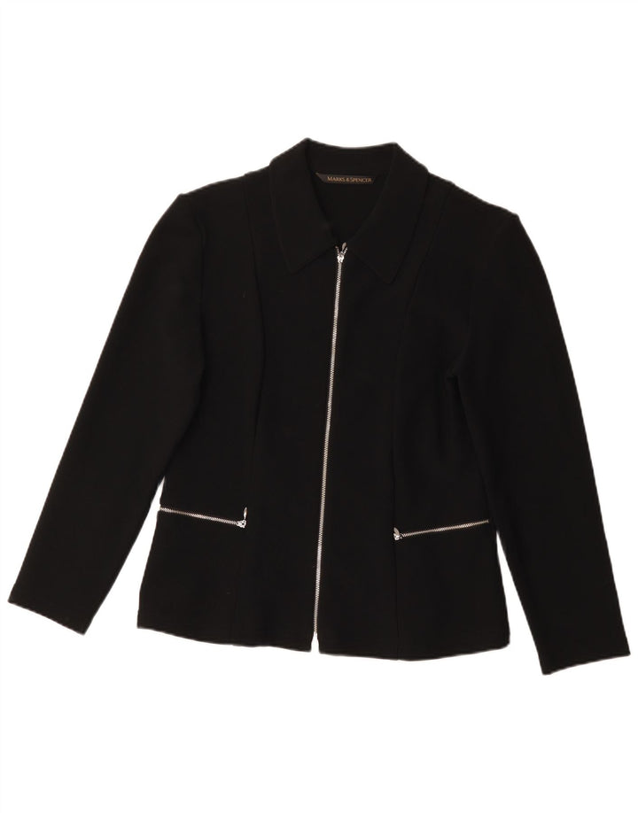 Marks & Spencer Γυναικείο μπουφάν σακάκι με φερμουάρ UK 14 Medium μαύρο νάιλον