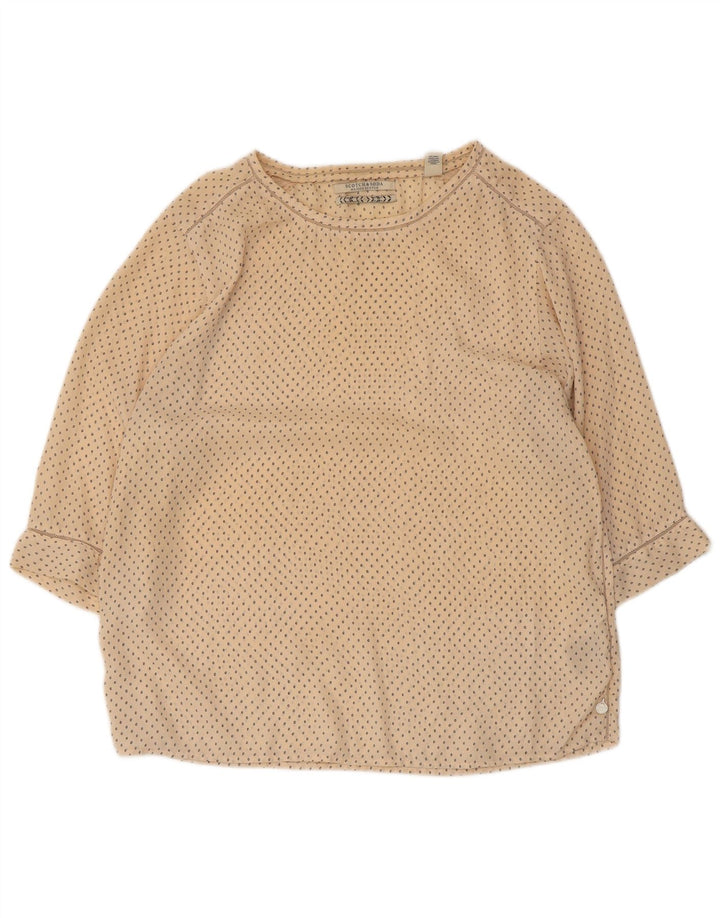 Scotch & Soda Γυναικεία μπλούζα με μανίκια 3/4 Top US 3 Small Beige με στίγματα