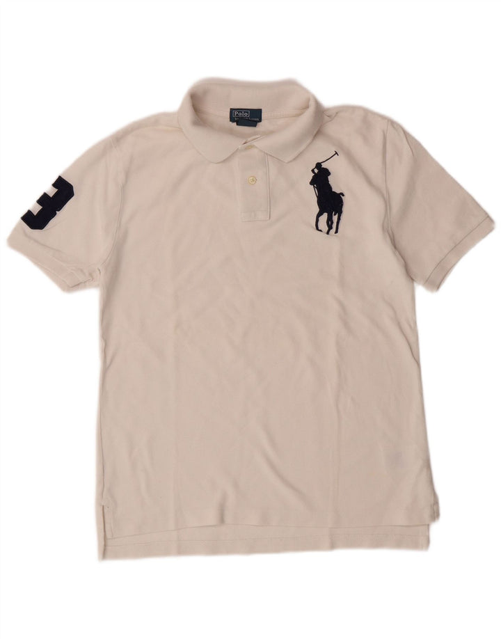 POLO RALPH LAUREN Αγόρια γραφικό μπλουζάκι πόλο 14-15 ετών μεγάλο λευκό βαμβακερό