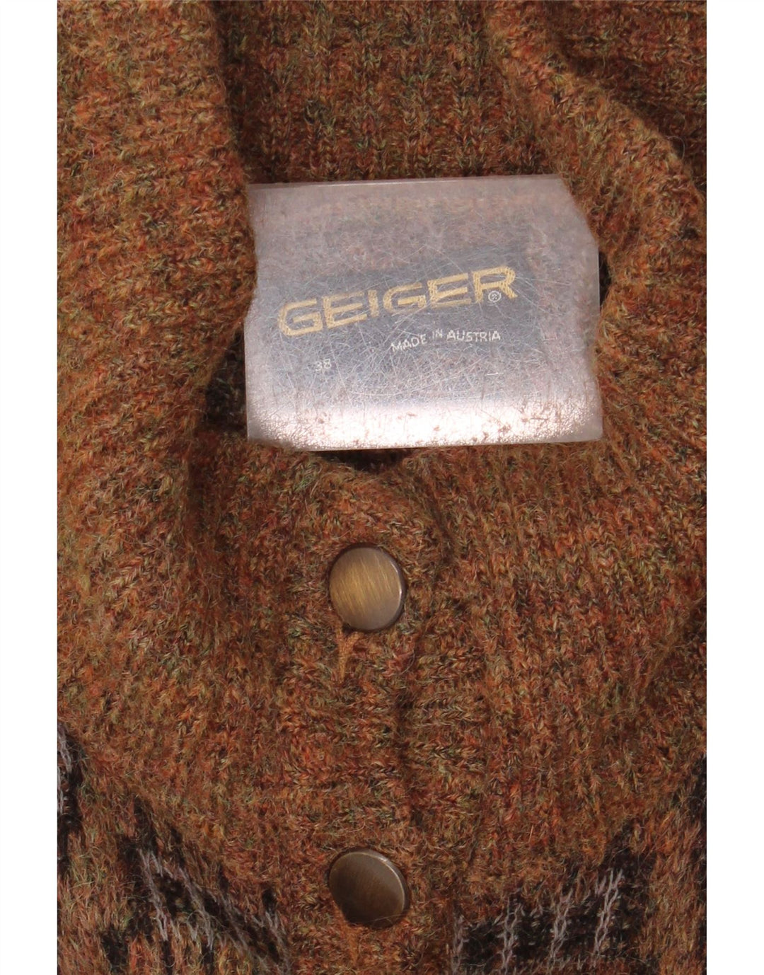 Γυναικείο πουλόβερ ζακέτα GEIGER EU 38 Μεσαίο καφέ γεωμετρικό