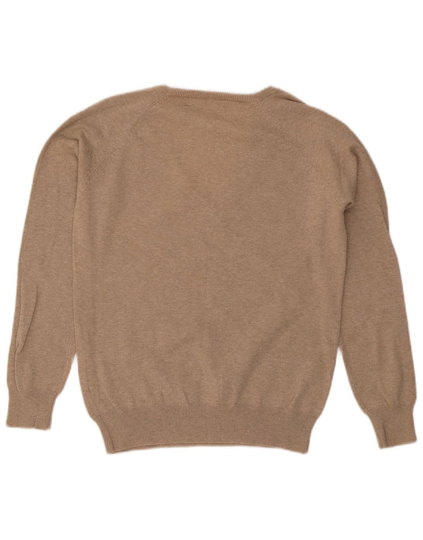 Zara Γυναικείο πουλόβερ με V λαιμόκοψη UK 18 XL Μπεζ βαμβακερό