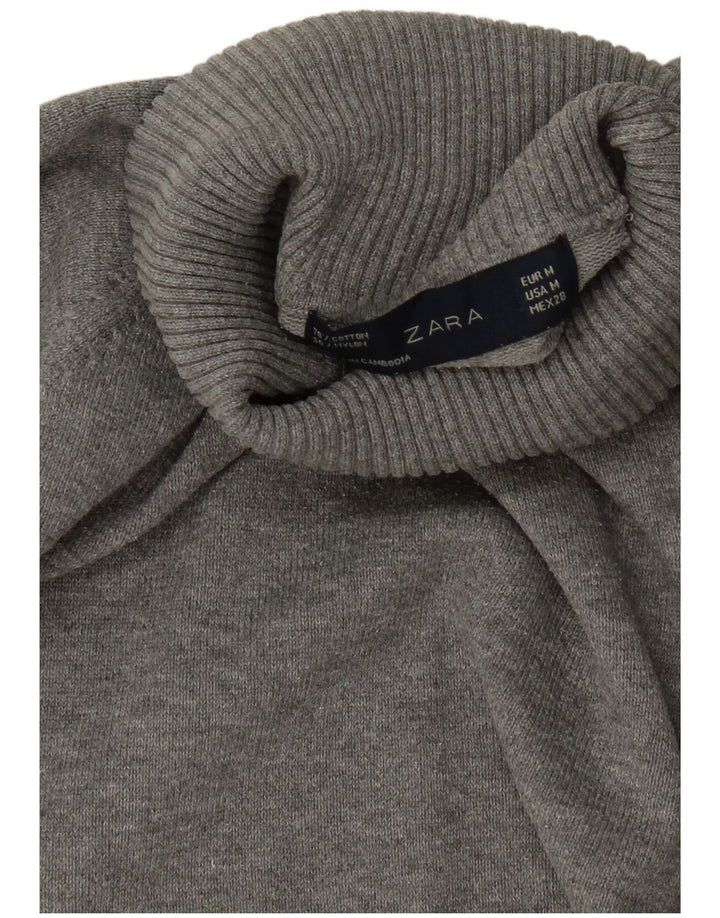 Zara Γυναικείο πουλόβερ με ρολό λαιμόκοψη UK 12 Medium Grey