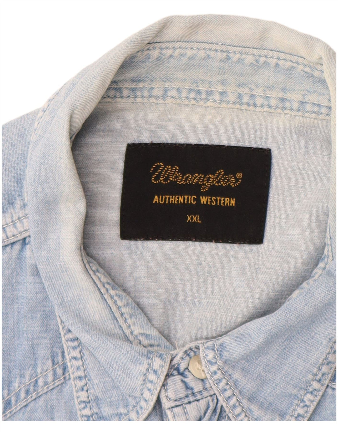 Ανδρικό κοντομάνικο τζιν πουκάμισο WRANGLER 2XL Μπλε