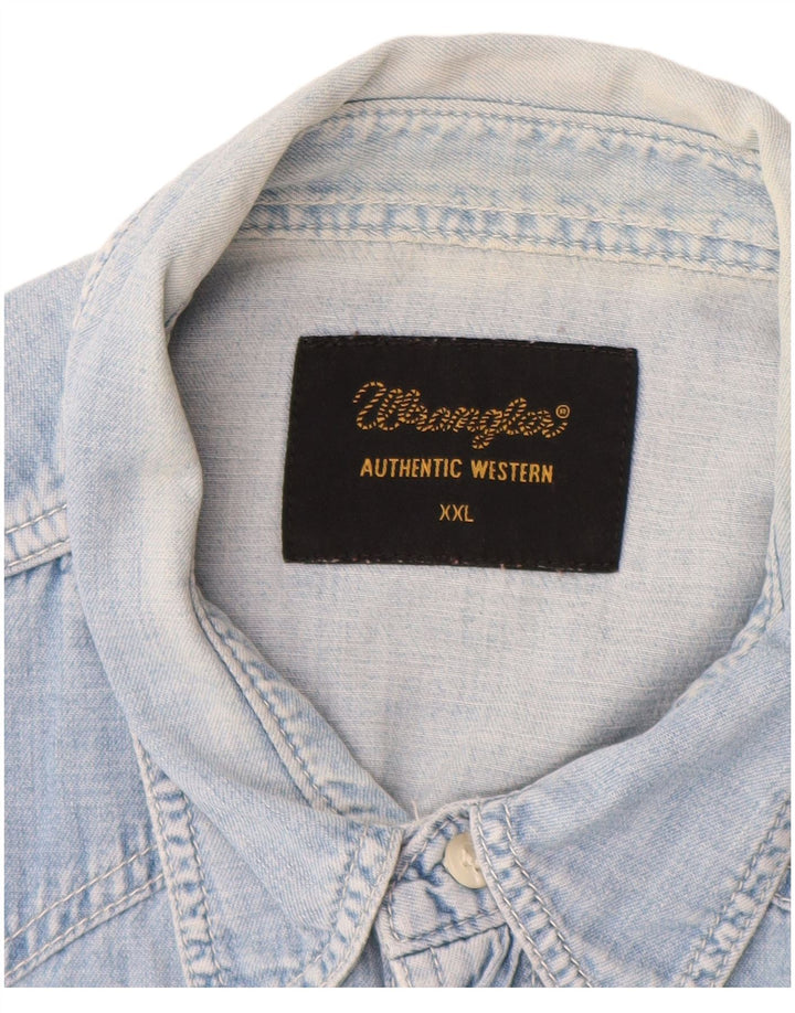 Ανδρικό κοντομάνικο τζιν πουκάμισο WRANGLER 2XL Μπλε
