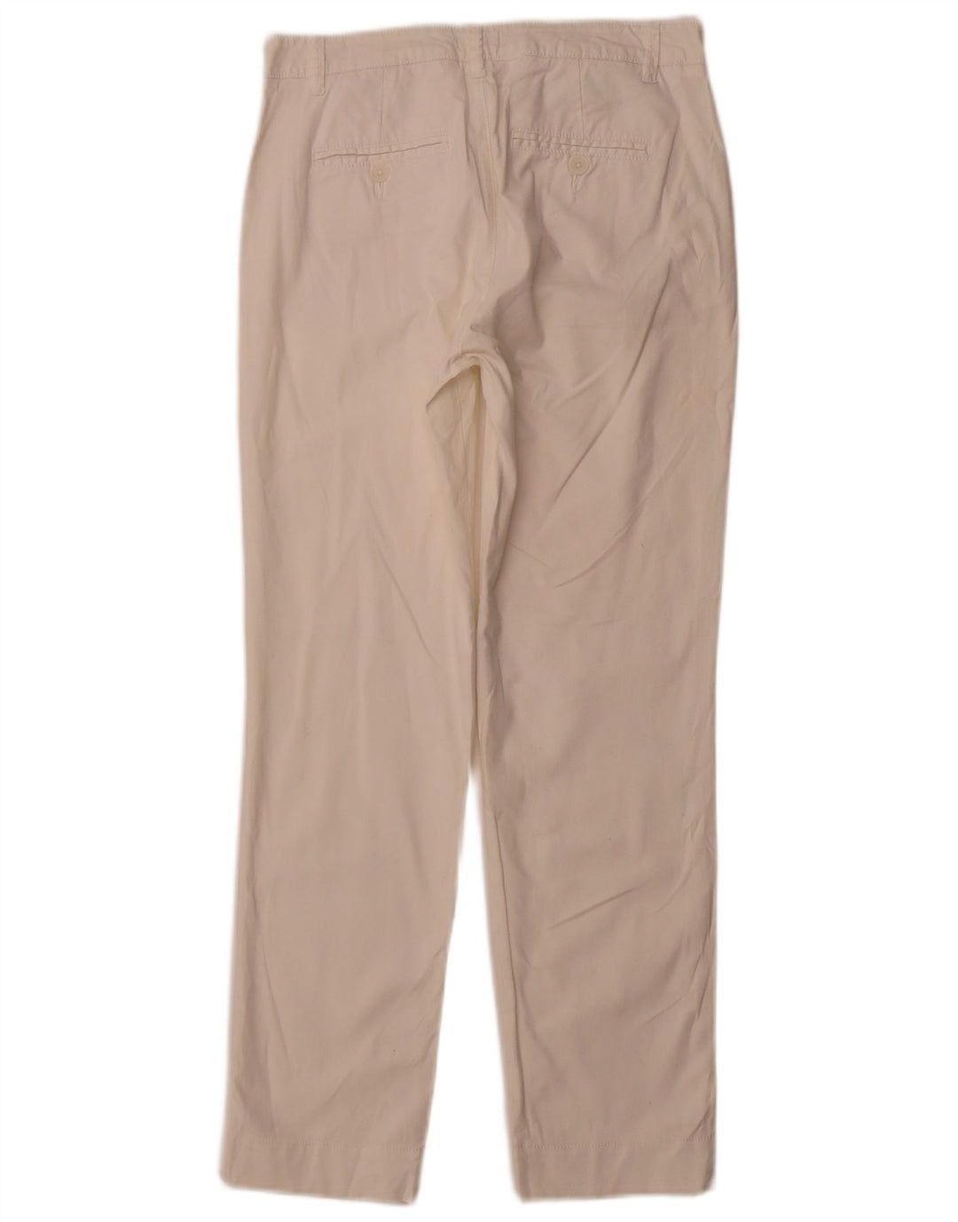BENETTON Γυναικείο ίσιο παντελόνι Chino UK 10 Small W28 L28 Λευκό βαμβακερό