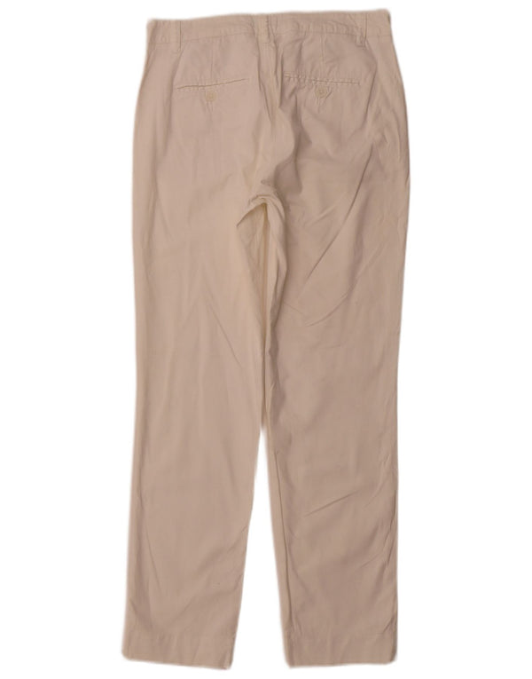 BENETTON Γυναικείο ίσιο παντελόνι Chino UK 10 Small W28 L28 Λευκό βαμβακερό