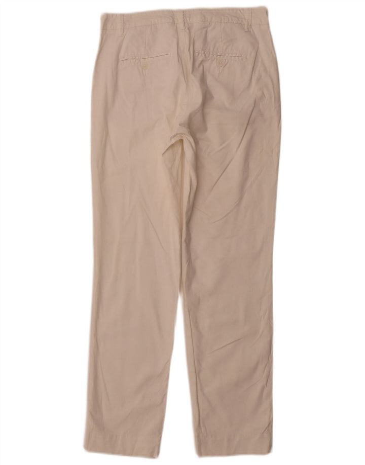 BENETTON Γυναικείο ίσιο παντελόνι Chino UK 10 Small W28 L28 Λευκό βαμβακερό