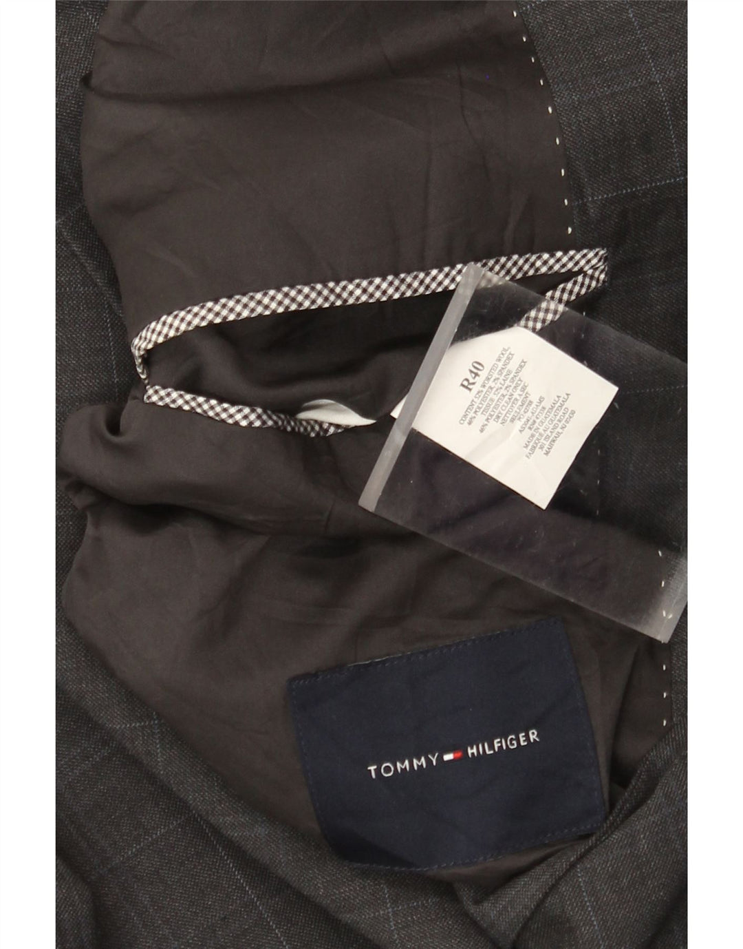 Tommy Hilfiger Ανδρικό σακάκι με 2 κουμπιά μπλέιζερ UK 40 Large Grey Check Wool
