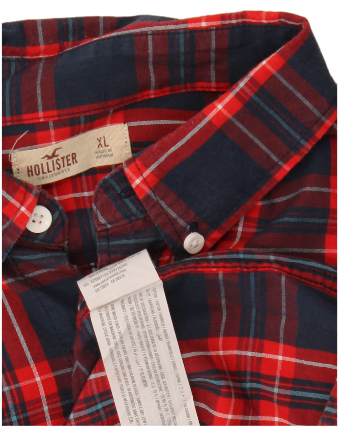 HOLLISTER Mens Flannel Shirt XL Navy Blue Check Cotton