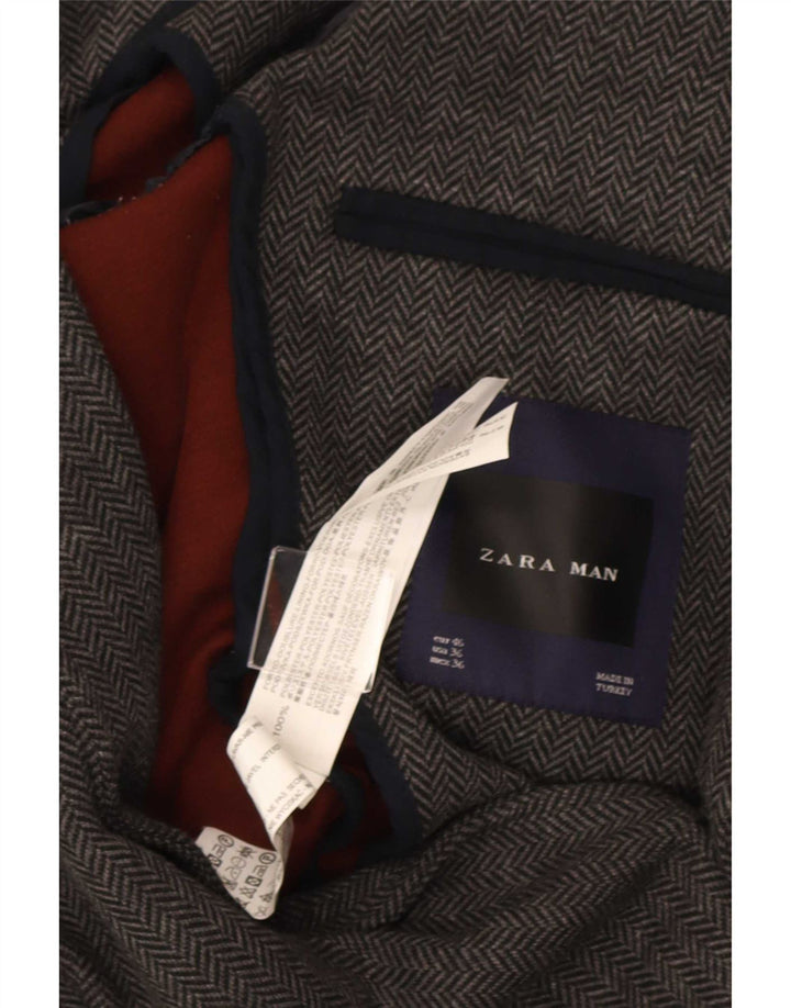 Zara Ανδρικό σακάκι μπλέιζερ με 2 κουμπιά EU 46 Μικρό Γκρι Πολυεστέρας