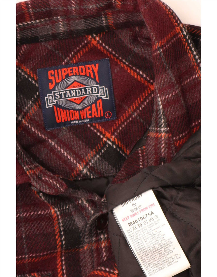 Ανδρικό πουκάμισο Superdry, μεγάλο μπορντό μαλλί