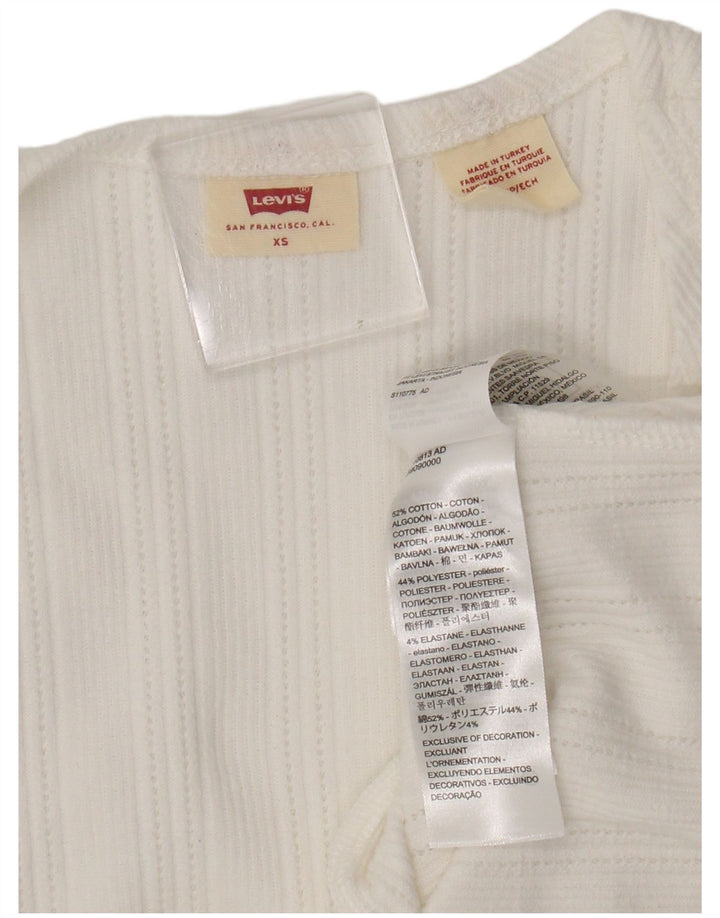 Levi's Womens Crop Wrap Μπλούζα UK 4 XS Λευκό βαμβακερό
