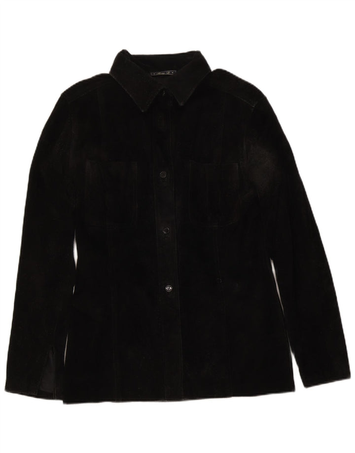 Vintage γυναικείο πουκάμισο Suede πουκάμισο IT 46 Large Μαύρο