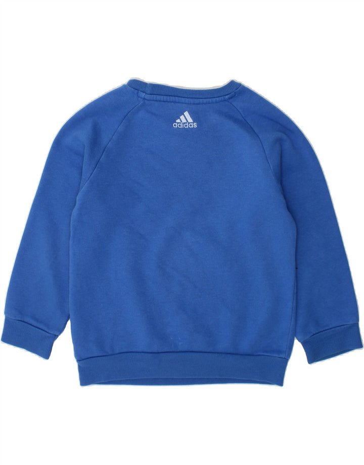 ADIDAS Boys Graphic Sweatshirt Jumper 3-4 Years Blue Cotton Vintage Adidas and Second-Hand Adidas from Messina Hembry 