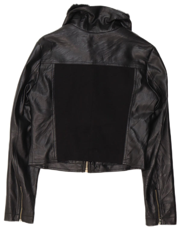 Silvian Heach Γυναικείο μπουφάν από συνθετικό δέρμα UK 10 Small μαύρο