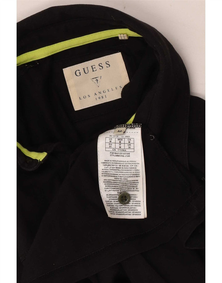 Ανδρικό γραφικό πόλο μπλουζάκι Guess, μεσαίο μαύρο βαμβακερό