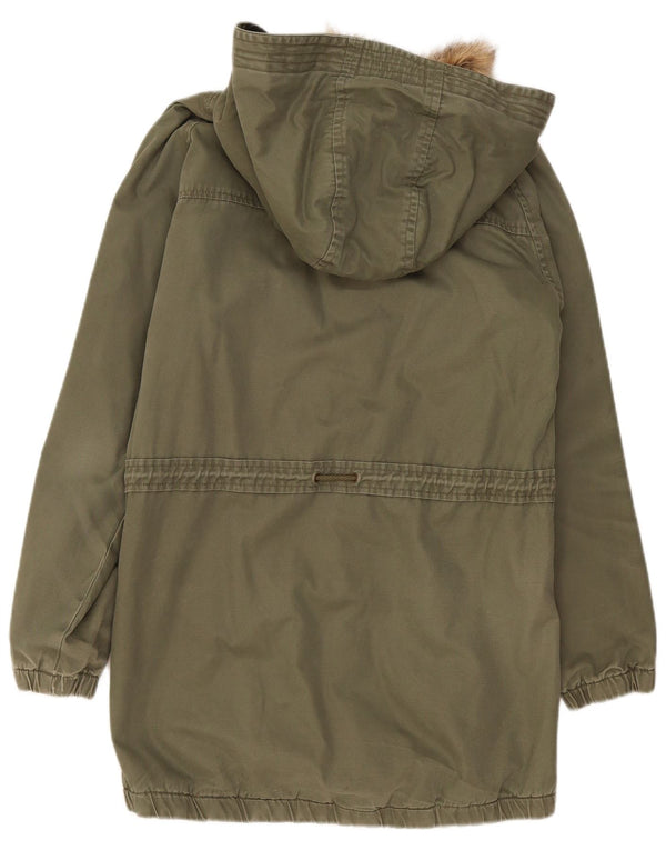 Γυναικείο Animal Hooded Parka Jacket UK 14 Large Khaki Cotton
