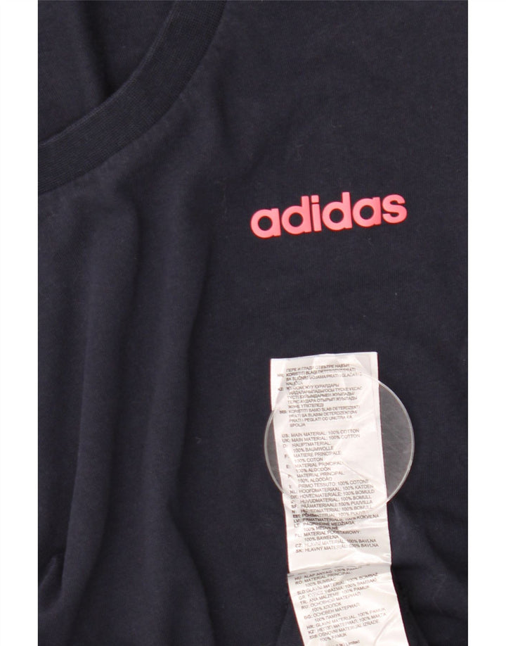 Γυναικείο T-Shirt ADIDAS Top UK 12 Medium Navy Blue βαμβακερό