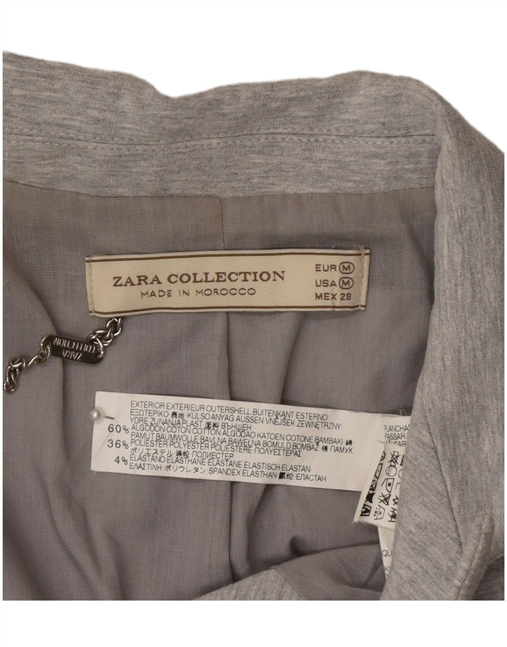 Zara Γυναικείο Longline 1 Button Jacket UK 12 Medium Grey Cotton