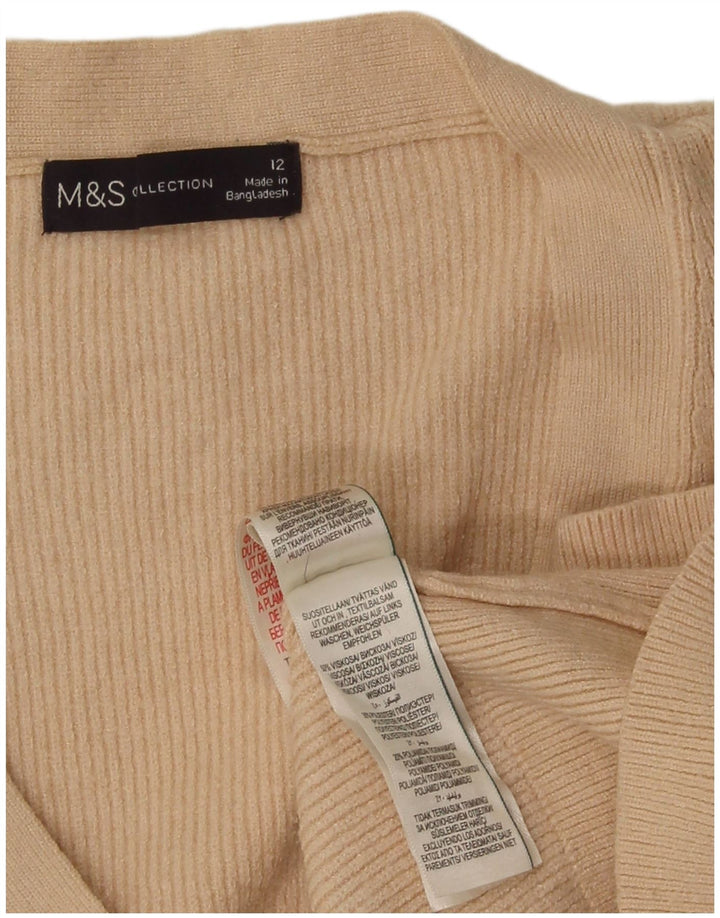 Marks & Spencer Γυναικείο πουλόβερ Crop Cardigan UK 12 Medium Beige Viscose