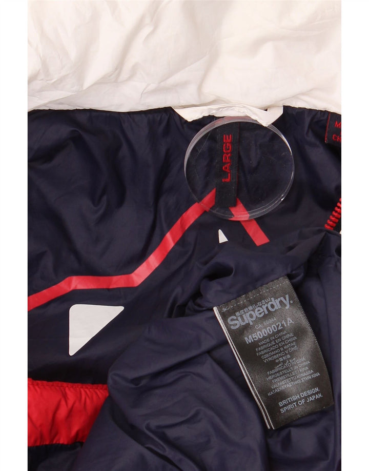 Superdry Ανδρικό μπουφάν με κουκούλα UK 40 Large White Colourblock Πολυεστέρας
